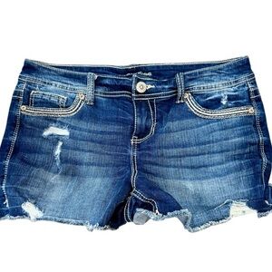 2/$25 Maurice’s Dark Blue Distressed Cut Off Denim Jean Shorts Size 9 / 10